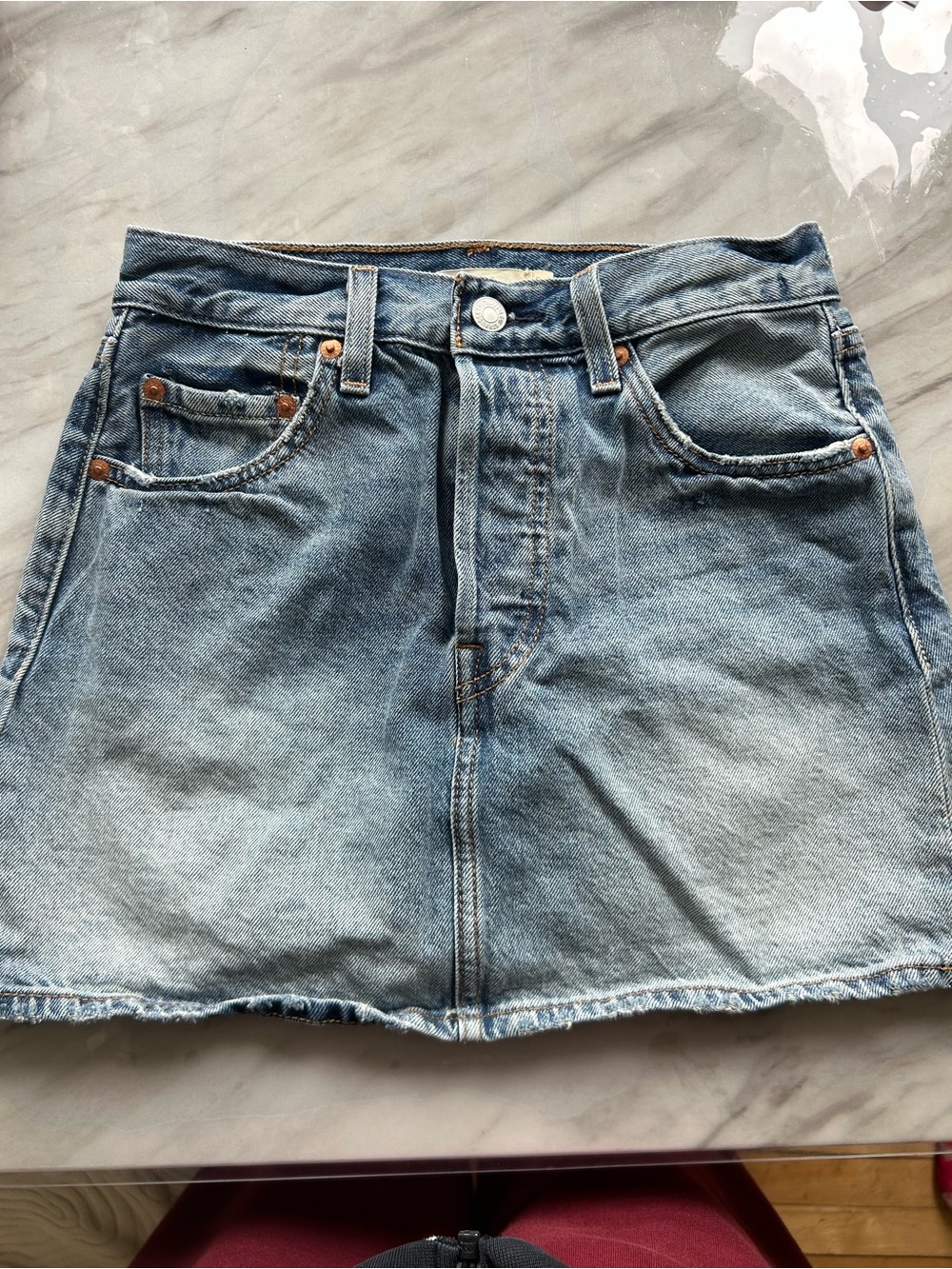 Levi's Light Blue Washed Denim Mini Skirt